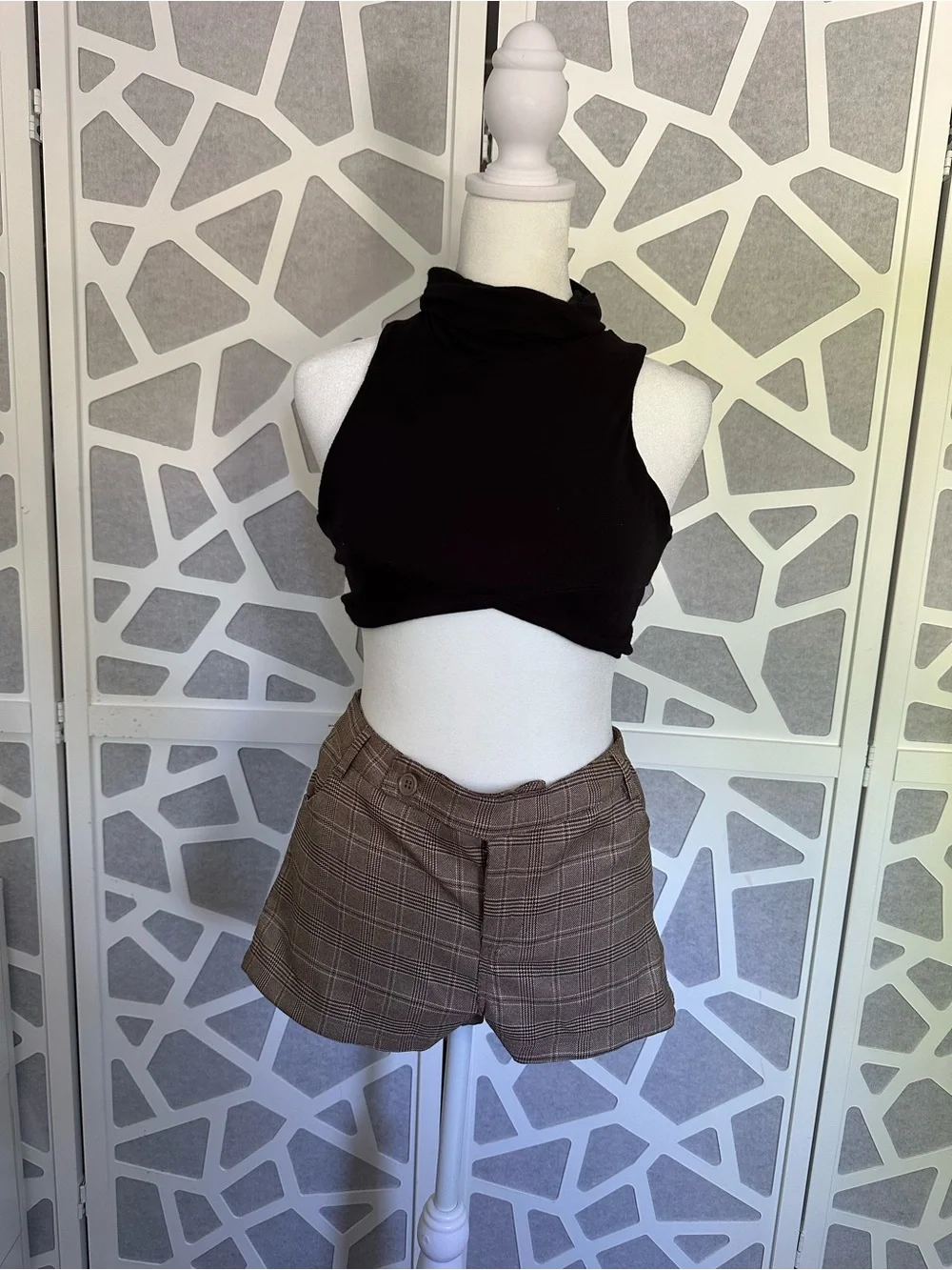 Fashion Nova Plaid Shorts in Tan Multi